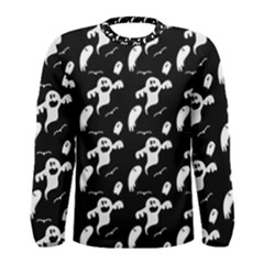 Halloween Background Ghost Pattern Men s Long Sleeve Tee by Amaryn4rt