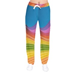  Rainbow Pattern Lines Women Velvet Drawstring Pants by artworkshop