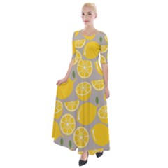 Lemon Wallpaper Half Sleeves Maxi Dress