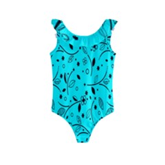 Flower Texture Textile Kids  Frill Swimsuit