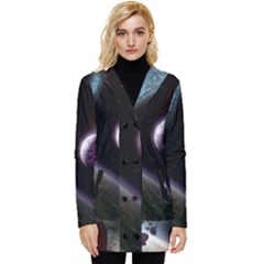 Planets In Space Button Up Hooded Coat  by Sapixe