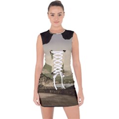 Ponale Road, Garda, Italy  Lace Up Front Bodycon Dress by ConteMonfrey