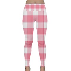 Pink And White Plaids Lightweight Velour Classic Yoga Leggings by ConteMonfrey