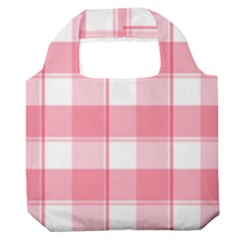 Pink And White Plaids Premium Foldable Grocery Recycle Bag by ConteMonfrey