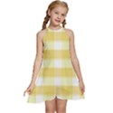 White and yellow plaids Kids  Halter Collar Waist Tie Chiffon Dress View1