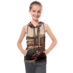 The Harbor, Riva, Lake Garda, Italy 1890-1900 2 Background Brown Kids  Sleeveless Hoodie by ConteMonfrey