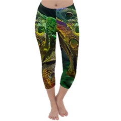 Chameleon Reptile Lizard Animal Capri Winter Leggings  by Wegoenart