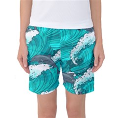 Sea Waves Seamless Pattern Women s Basketball Shorts by Wegoenart