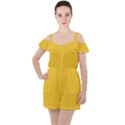 Geometric-pattern-yellow Ruffle Cut Out Chiffon Playsuit View1