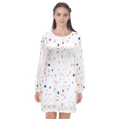 Background-round Spots Long Sleeve Chiffon Shift Dress 