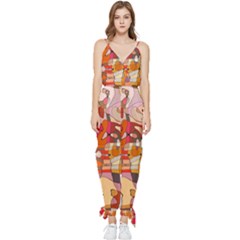 Abstract-ilustrasi Sleeveless Tie Ankle Chiffon Jumpsuit