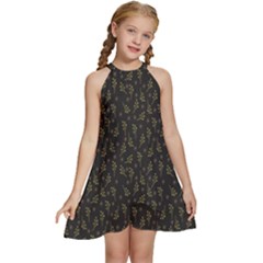 Floral,elegan Kids  Halter Collar Waist Tie Chiffon Dress