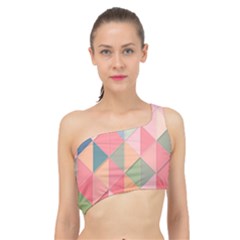 Illustration Pink Background Geometric Triangle Spliced Up Bikini Top 