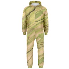 Green Pattern Texture Marble Hooded Jumpsuit (men) by Wegoenart