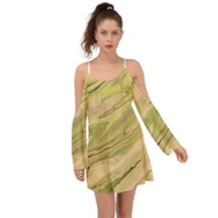 Green Pattern Texture Marble Kimono Sleeves Boho Dress by Wegoenart