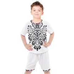 Im Fourth Dimension Black White 40 Kids  Tee And Shorts Set by imanmulyana