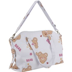 Illustrations Bear Cartoon Background Pattern Canvas Crossbody Bag by Sudhe