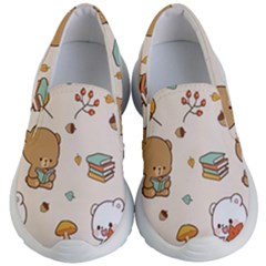 Illustration Bear Cartoon Background Pattern Kids Lightweight Slip Ons by Sudhe