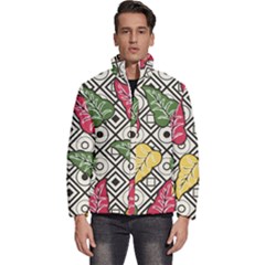 Vectoe Leaves Foliage Batik Seamless Pattern Men s Puffer Bubble Jacket Coat by Wegoenart