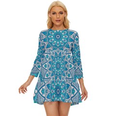 Mandala Blue Long Sleeve Babydoll Dress by zappwaits