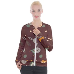 Rabbits, Owls And Cute Little Porcupines  Casual Zip Up Jacket by ConteMonfrey