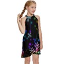 Snowflakes Lights Kids  Halter Collar Waist Tie Chiffon Dress View3