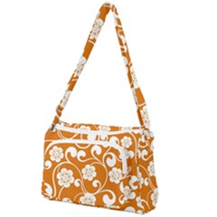 Orange Floral Walls  Front Pocket Crossbody Bag