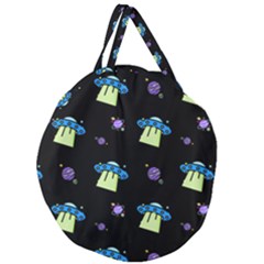 Illustration Cosmos Cosmo Rocket Spaceship Ufo Giant Round Zipper Tote by danenraven