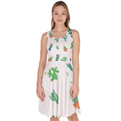 Among Succulents And Cactus  Knee Length Skater Dress With Pockets by ConteMonfrey