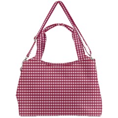 Red Gingham Check Double Compartment Shoulder Bag by artworkshop