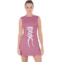 Red Gingham Check Lace Up Front Bodycon Dress View1