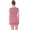 Red Gingham Check Lace Up Front Bodycon Dress View2