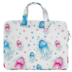 Jellyfis Pink Blue Cartoon Macbook Pro 13  Double Pocket Laptop Bag by danenraven