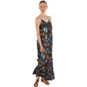 Flowers-leaves Leaf Background Floral Flora Cami Maxi Ruffle Chiffon Dress View1