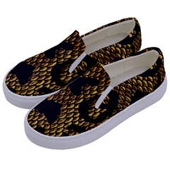 Metallic Snake Skin Pattern Kids  Canvas Slip Ons