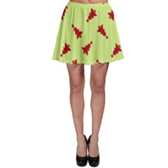 Red Christmas Tree Green Skater Skirt by TetiBright