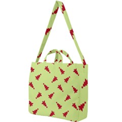 Red Christmas Tree Green Square Shoulder Tote Bag by TetiBright