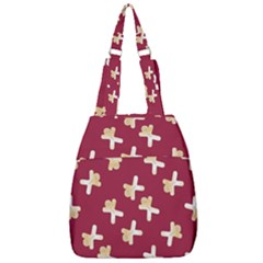 Gold Gingerbread Man Burgundy Center Zip Backpack by TetiBright