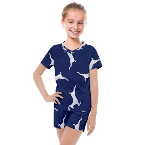 Silver Reindeer Blue Kids  Mesh Tee And Shorts Set by TetiBright