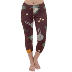 Rabbits, Owls And Cute Little Porcupines  Capri Winter Leggings  by ConteMonfreyShop