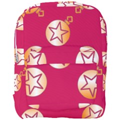 Orange Ornaments With Stars Pink Full Print Backpack by TetiBright