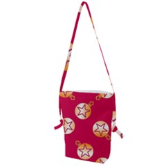 Orange Ornaments With Stars Pink Folding Shoulder Bag by TetiBright