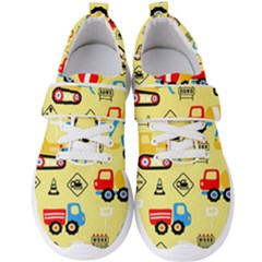 Seamless Pattern Vector Industrial Vehicle Cartoon Men s Velcro Strap Shoes by Jancukart