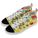 Seamless pattern vector industrial vehicle cartoon Men s Mid-Top Canvas Sneakers View2