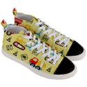 Seamless pattern vector industrial vehicle cartoon Men s Mid-Top Canvas Sneakers View3