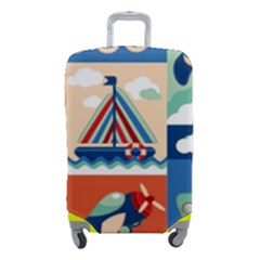 Toy Transport Cartoon Seamless-pattern-with-airplane-aerostat-sail Yacht Vector Illustration Luggage Cover (small) by Jancukart