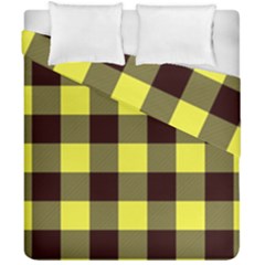 Black And Yellow Big Plaids Duvet Cover Double Side (california King Size)