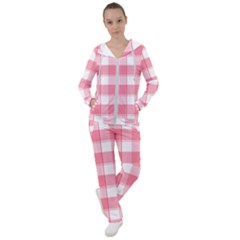 Pink And White Plaids Women s Tracksuit