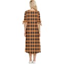 Orange black small plaids Bow Sleeve Chiffon Midi Dress View4