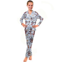 Coffee Coffeemania Caffeine Kid s Satin Long Sleeve Pajamas Set by Wegoenart